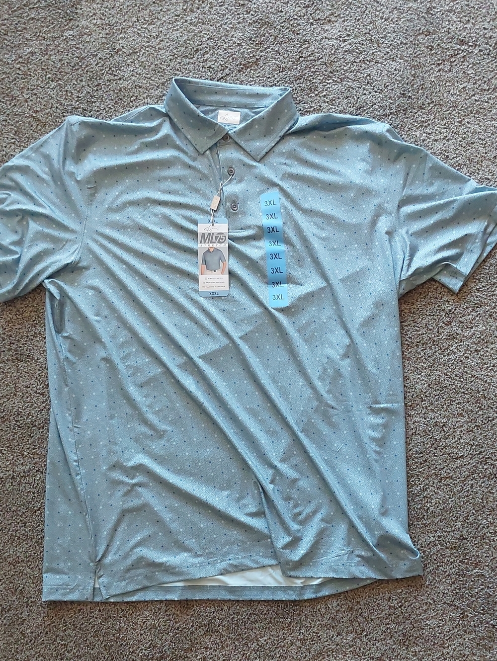 Greg Norman Collection Light Blue Micro Dot Polo